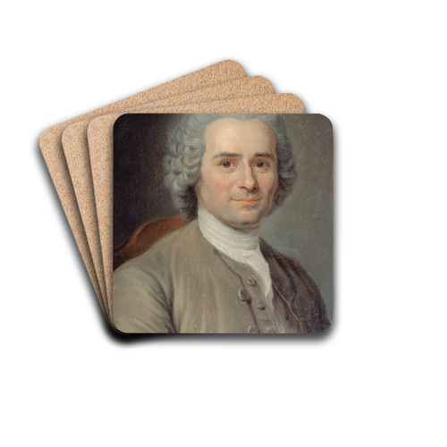Portrait de Jean-Jacques Rousseau (1712-1778), crivain et philosophe by Maurice-Quentin de La Tour Drink Coasters - set of 4