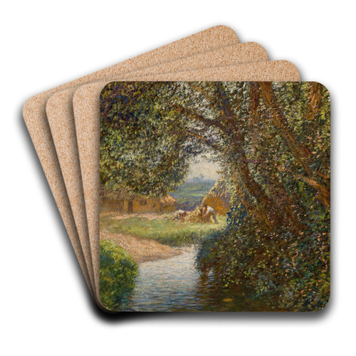 Haymakers by the stream by Sir George Clausen Art Drink Coaster set