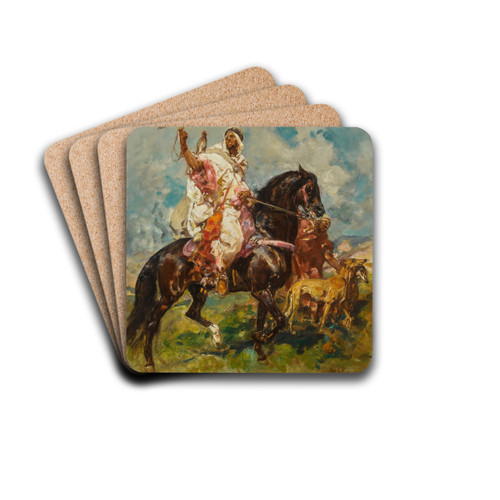 The Falconer by Henri milien Rousseau Drink Coasters - set of 4 The Falconer by Henri milien Rousseau Drink Coasters - set of 4