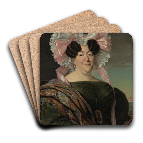 Portrait of an unknown woman by Jan Adam Kruseman Art Drink Coaster set Portrait of an unknown woman by Jan Adam Kruseman Art Drink Coaster set