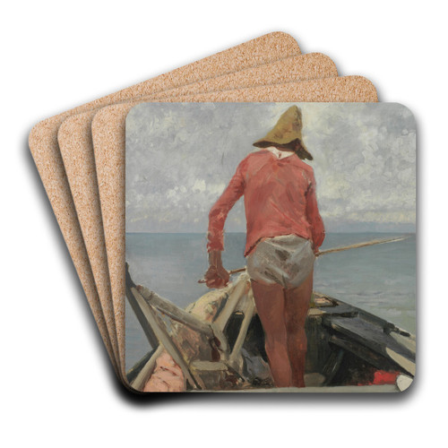 Study of a fisherman by Vincenzo Caprile Art Drink Coaster set Study of a fisherman by Vincenzo Caprile Art Drink Coaster set