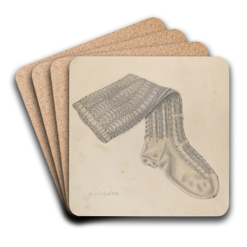 Knit Hose by E.J. Gilsleider Art Drink Coaster set