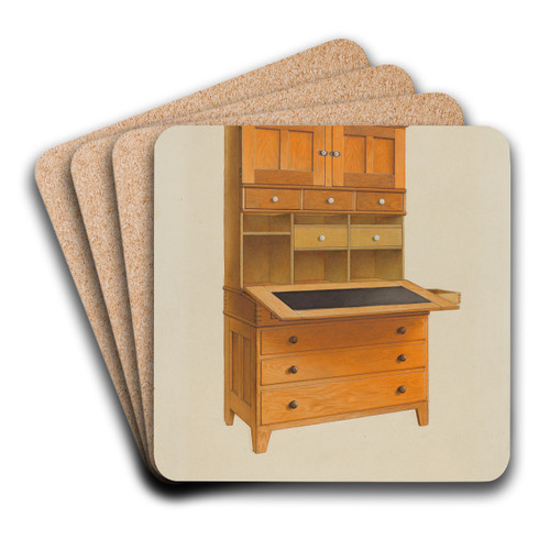 Shaker Secretary Desk by John W. Kelleher Art Drink Coaster set Shaker Secretary Desk by John W. Kelleher Art Drink Coaster set