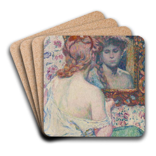 Femme au miroir by Theo van Rysselberghe Art Drink Coaster set