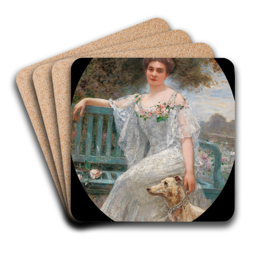 Damenportrait by Henri Gervex Art Drink Coaster set Damenportrait by Henri Gervex Art Drink Coaster set