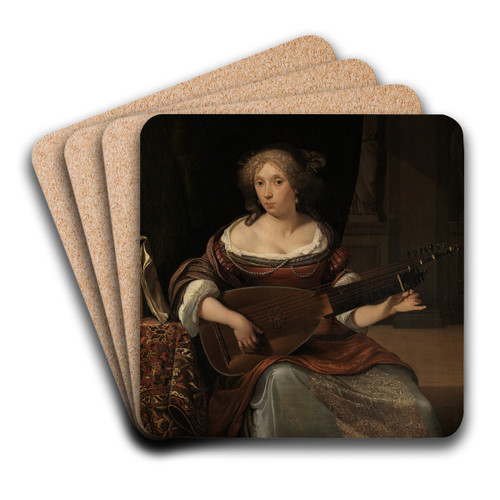 Lute player by Eglon van der Neer Art Drink Coaster set Lute player by Eglon van der Neer Art Drink Coaster set
