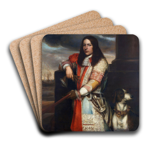Engel de Ruyter (1649-83), Vice Admiral,Son of Michiel Adriaensz de Ruyter by Jan Andrea Lievens Art Drink Coaster set Engel de Ruyter (1649-83), Vice Admiral,Son of Michiel Adriaensz de Ruyter by Jan Andrea Lievens Art Drink Coaster set