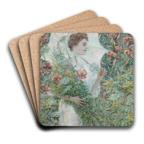 The White Parasol by Robert Reid Art Drink Coaster set The White Parasol by Robert Reid Art Drink Coaster set