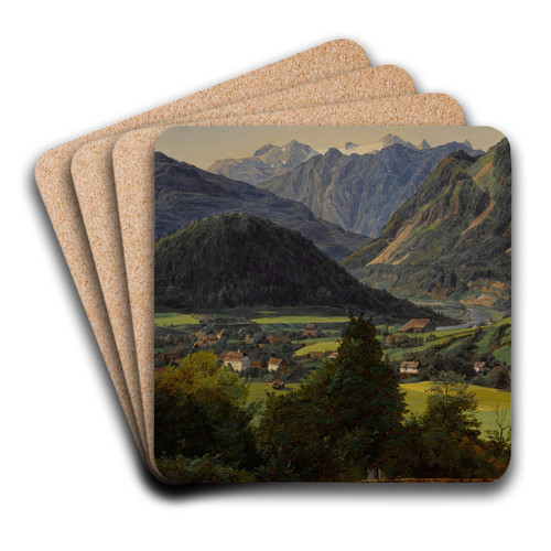 The Dachstein seen from the Sophienplatz by Ferdinand Georg Waldmller Art Drink Coaster set