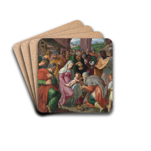 The Adoration of the Magi by Antwerp School Drink Coasters - set of 4 The Adoration of the Magi by Antwerp School Drink Coasters - set of 4