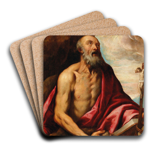 Saint Jerome by Venetian School Art Drink Coaster set
