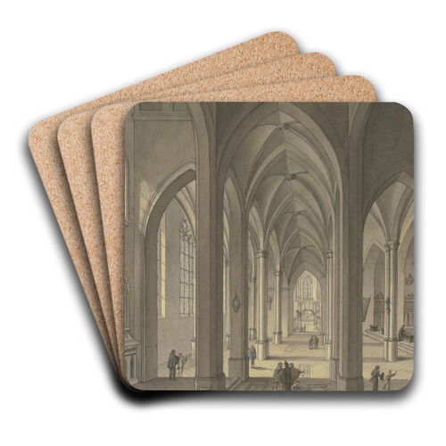 Blick in den Chor einer dreischiffigen gotischen Hallenkirche mit Staffagefiguren in der Tracht des 17. Jahrhunderts by Johann Ludwig Ernst Morgenstern Art Drink Coaster set Blick in den Chor einer dreischiffigen gotischen Hallenkirche mit Staffagefiguren in der Tracht des 17. Jahrhunderts by Johann Ludwig Ernst Morgenstern Art Drink Coaster set