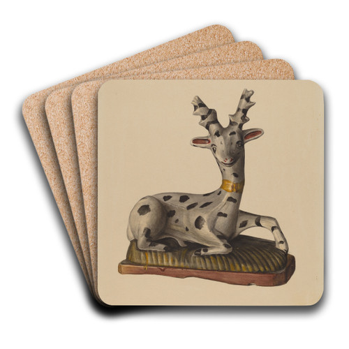 Chalkware Deer by Mina Lowry Art Drink Coaster set