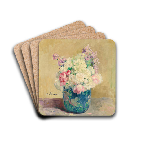 Vase de fleurs by Henri Lebasque Drink Coasters - set of 4 Vase de fleurs by Henri Lebasque Drink Coasters - set of 4