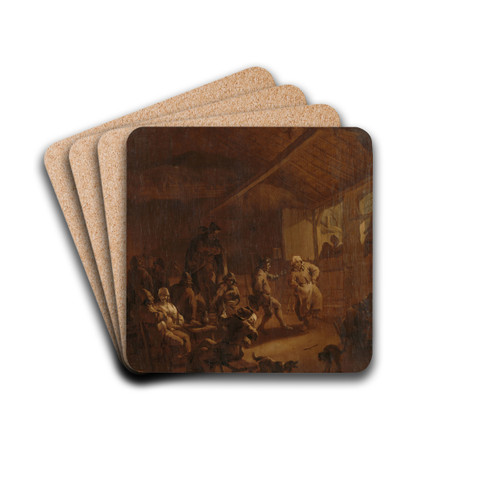 Peasants Dancing in a Barn by Nicolaes Pietersz. Berchem Drink Coasters - set of 4 Peasants Dancing in a Barn by Nicolaes Pietersz. Berchem Drink Coasters - set of 4