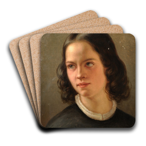 Autoportrait by Julie Wilhelmine Hagen-Schwarz Art Drink Coaster set