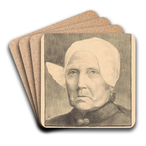 Portret van een onbekende vrouw by Arnold van Roessel Art Drink Coaster set
