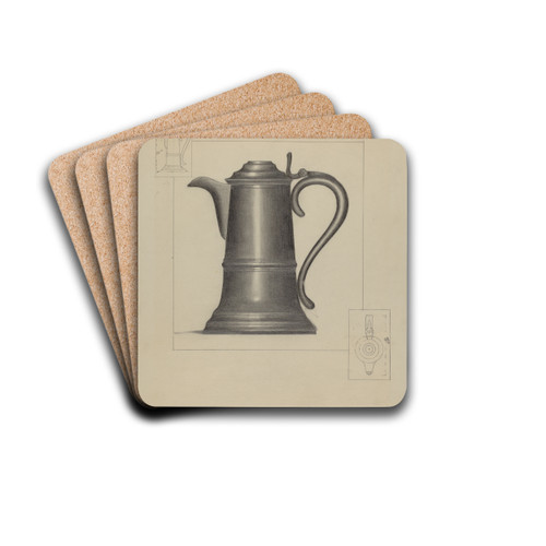 Pewter Flagon by Herman Bader Drink Coasters - set of 4 Pewter Flagon by Herman Bader Drink Coasters - set of 4