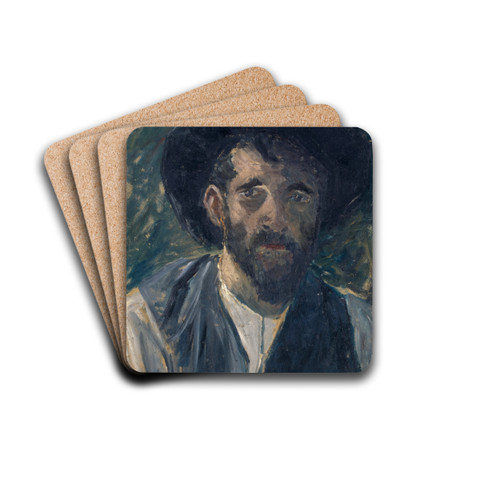 Self-Portrait II by Ernst Schiess Drink Coasters - set of 4 Self-Portrait II by Ernst Schiess Drink Coasters - set of 4