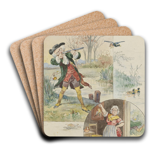 There was a little man, And he had a little gun by McLoughlin Bros Art Drink Coaster set