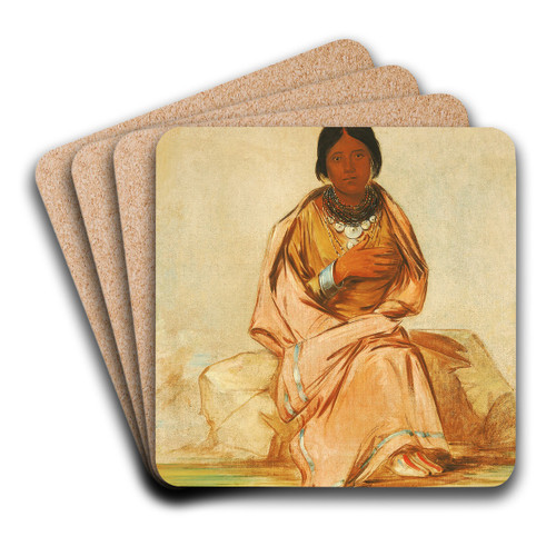 Chee-A-Ex-E-Co, Daughter of Deer Without a Heart by George Catlin Art Drink Coaster set