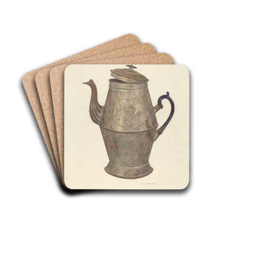 Tin Coffee Pot by Carl Strehlau Drink Coasters - set of 4 Tin Coffee Pot by Carl Strehlau Drink Coasters - set of 4