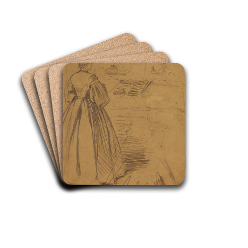 Woman Standing Before a Piano by Winslow Homer Drink Coasters - set of 4
