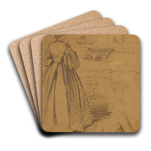 Woman Standing Before a Piano by Winslow Homer Art Drink Coaster set