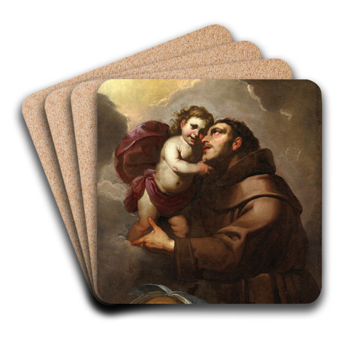 Saint Anthony Of Padua With The Christ Child by Gioacchino Assereto Art Drink Coaster set