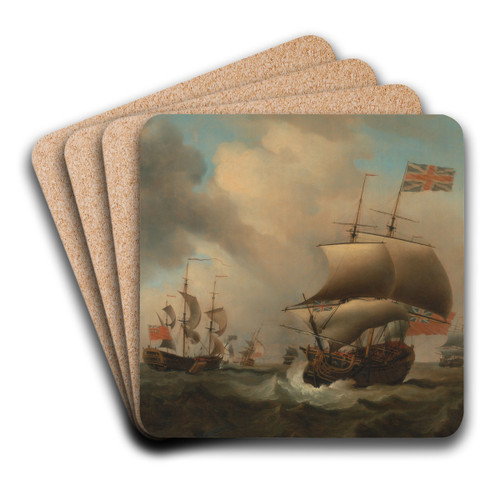 Shipping in a Choppy Sea by Samuel Scott Art Drink Coaster set