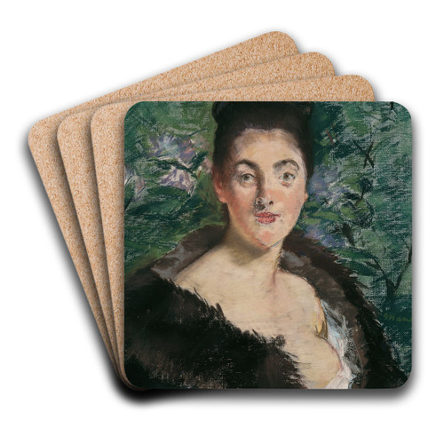 Lady in fur by douard Manet Art Drink Coaster set