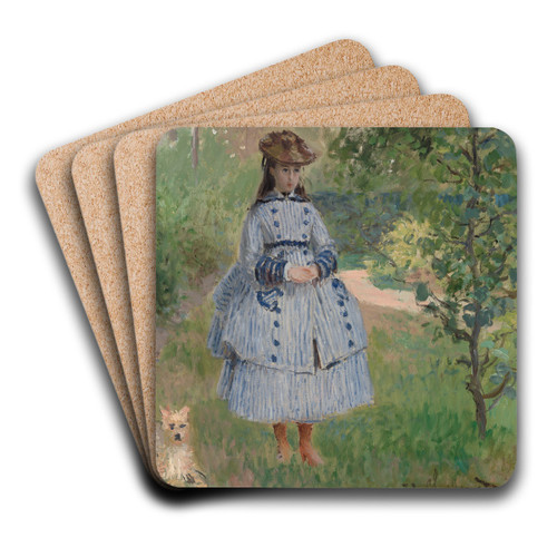 Girl with Dog by Claude Monet Art Drink Coaster set