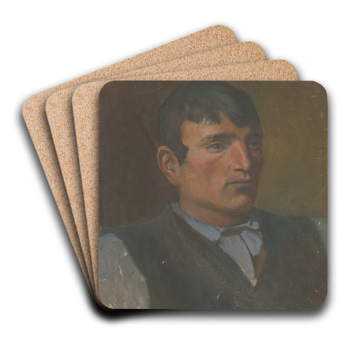 Study of a Young Man in a Dark Vest by Ladislav Mednynszky Art Drink Coaster set
