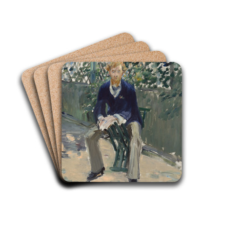 George Moore in the Artist's Garden by douard Manet Drink Coasters - set of 4 George Moore in the Artist's Garden by douard Manet Drink Coasters - set of 4