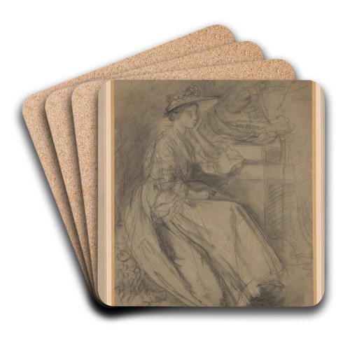 Study of a Woman Seated Beside a Plinth by Thomas Gainsborough Art Drink Coaster set