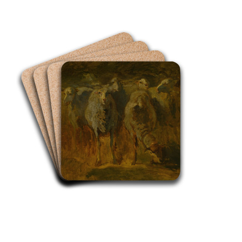 Unfinished Study of Sheep by Constant Troyon Drink Coasters - set of 4
