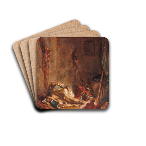 Le corps de garde  Mekns by Eugne Delacroix Drink Coasters - set of 4