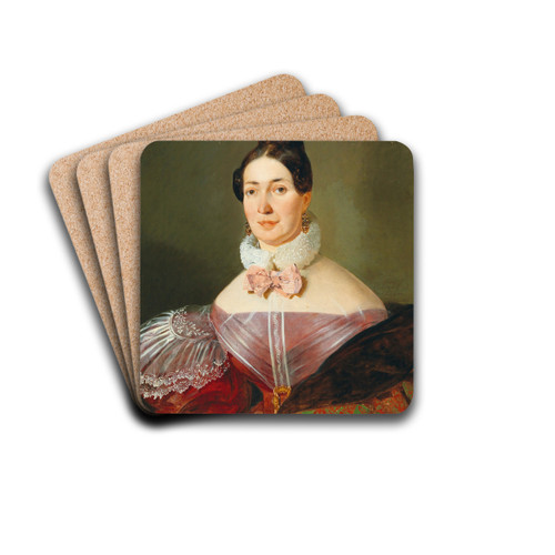Portrait of a Lady by Johann Matthias Ranftl Drink Coasters - set of 4