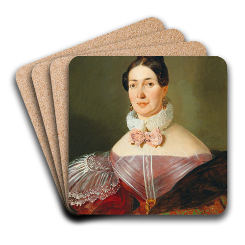 Portrait of a Lady by Johann Matthias Ranftl Art Drink Coaster set