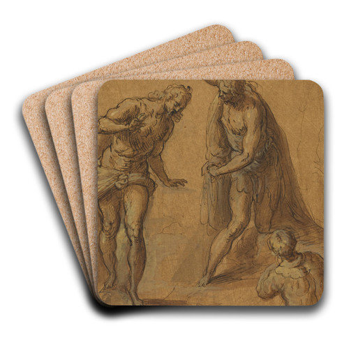Sketch for a Baptism of Christ II by Jacopo Palma il Giovane Art Drink Coaster set