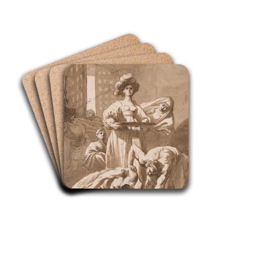 Salome with the Head of John the Baptist by Nicolaus Knpfer Drink Coasters - set of 4 Salome with the Head of John the Baptist by Nicolaus Knpfer Drink Coasters - set of 4