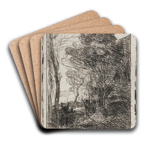 The Gallic Round by Jean-Baptiste-Camille Corot Art Drink Coaster set