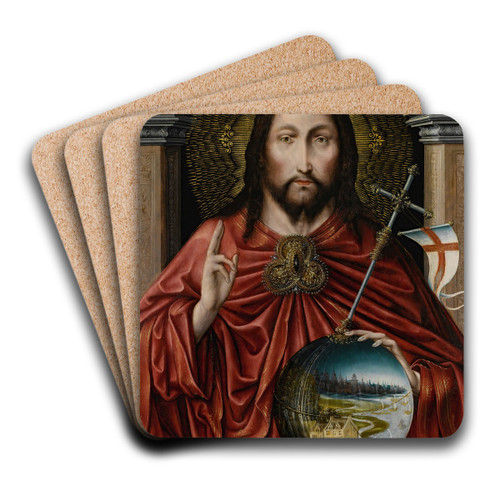 Christ As Salvator Mundi by Flemish School Art Drink Coaster set