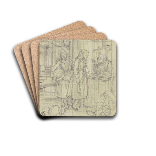 Conversation through the window by Jakob Becker Drink Coasters - set of 4