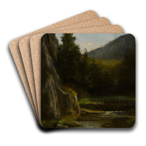 Rochers, sapins, ruisseau by Gustave Courbet Art Drink Coaster set