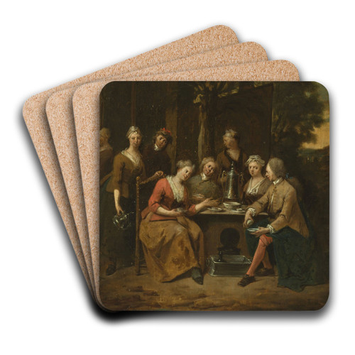 Company at the table by Jan Baptist Lambrechts Art Drink Coaster set