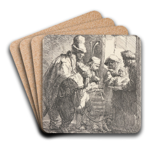 The Strolling Musicians by Rembrandt van Rijn Art Drink Coaster set