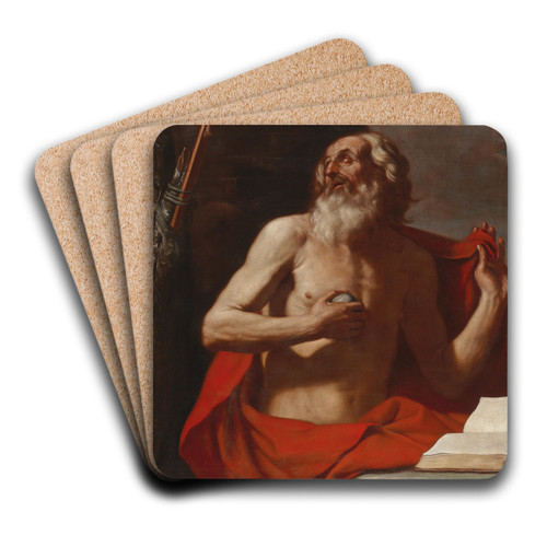 Saint Jerome by Guercino Art Drink Coaster set