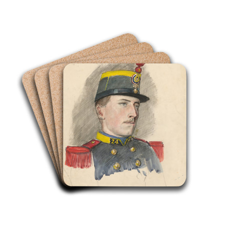 Portrait of a soldier by Ladislav Mednynszky Drink Coasters - set of 4
