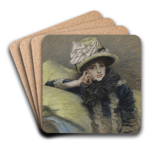 Portrait de jeune femme by James Tissot Art Drink Coaster set